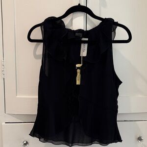Aritzia Black Ruffle Blouse